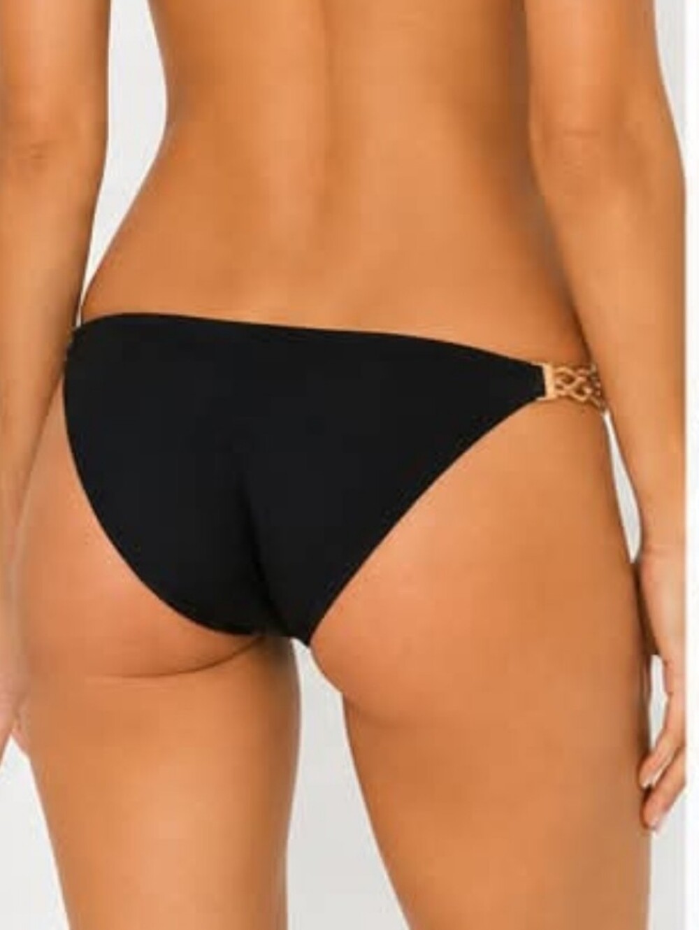Liquid By Luxe | Black Bikini Bottom with Gold Chain Side | Premium Luxury